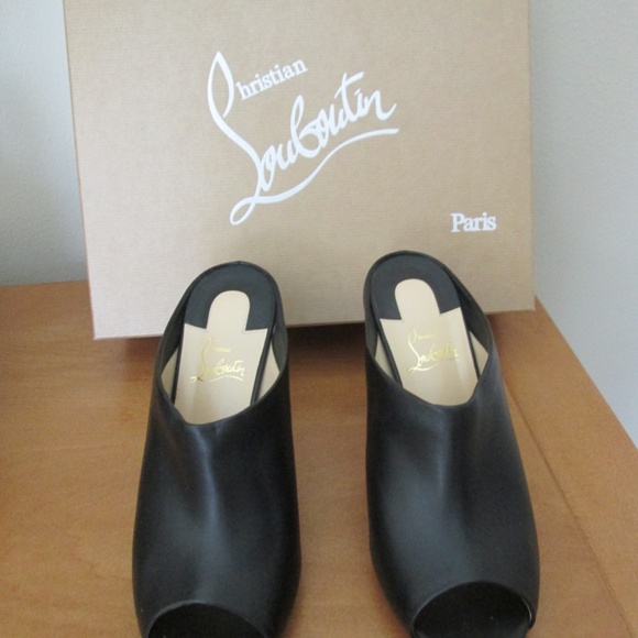 CHRISTIAN LOUBOUTIN  Nappa Corinthe 100 Peep Toe Mule - Size 38 - Picture 1 of 9